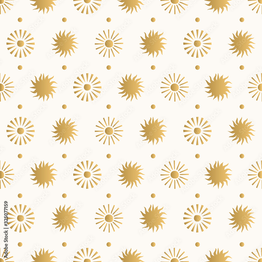 Golden pattern with hand drawn suns. Vector illustration. Golden pattern with hand drawn suns. Vector illustration.