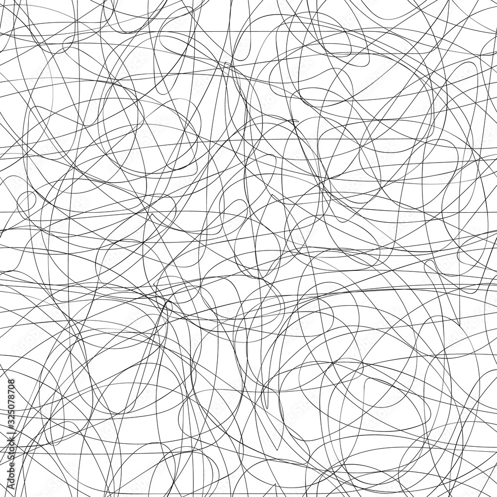 Black messy lines on white background. Vector seamless pattern. Abstract background for design. Gift wrap Black messy lines on white background. Vector seamless pattern. Abstract background for design. Gift wrap