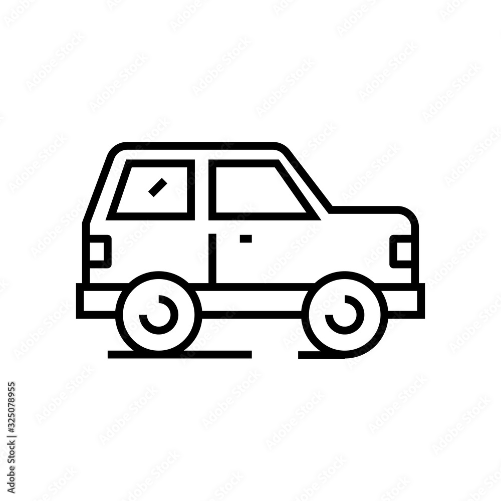 Car line icon, concept sign, outline vector illustration, linear symbol.