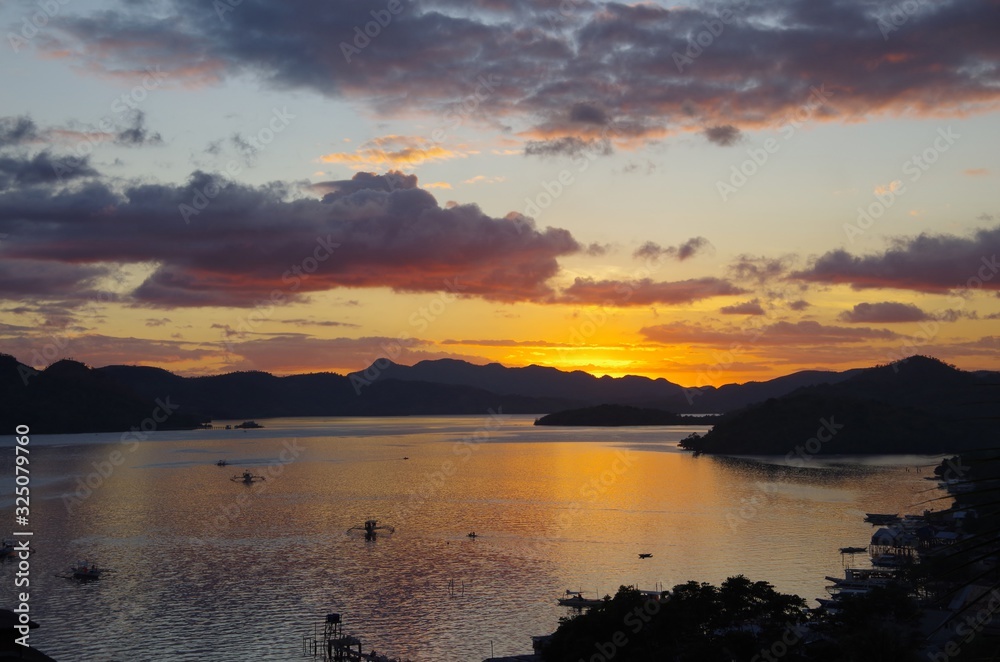 Sunset view from the Hill in Coron Town, Busuanga