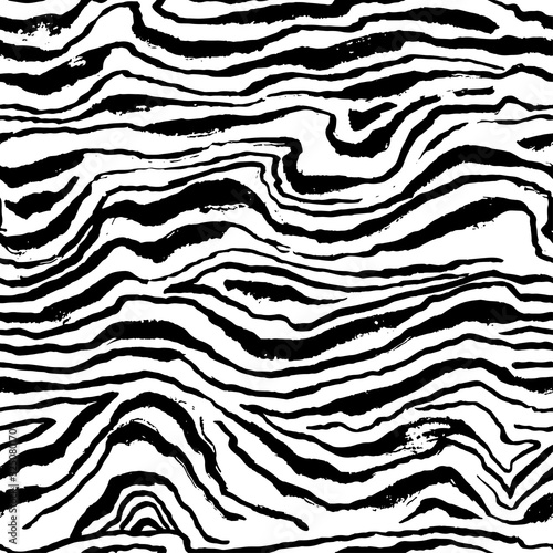 Vector illustration tiger print seamless pattern. Zebra white and black hand drawn background.
