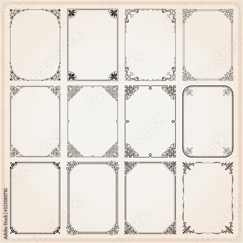 Decorative frames and borders rectangle proportions set 9