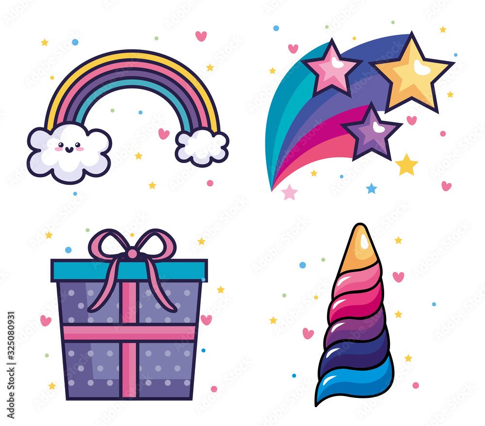 collection of cute and fantasy icons vector illustration design