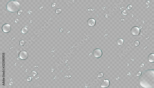 Water drops set on transparent background. 