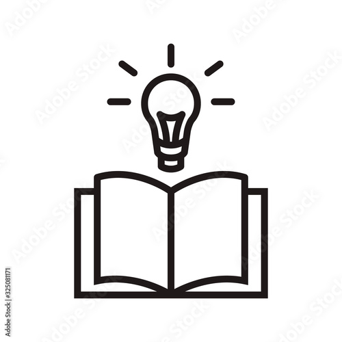 Book with bulb icon in trendy outline style design. Vector graphic illustration. Suitable for website design, logo, app, and ui. Editable vector stroke. EPS 10.