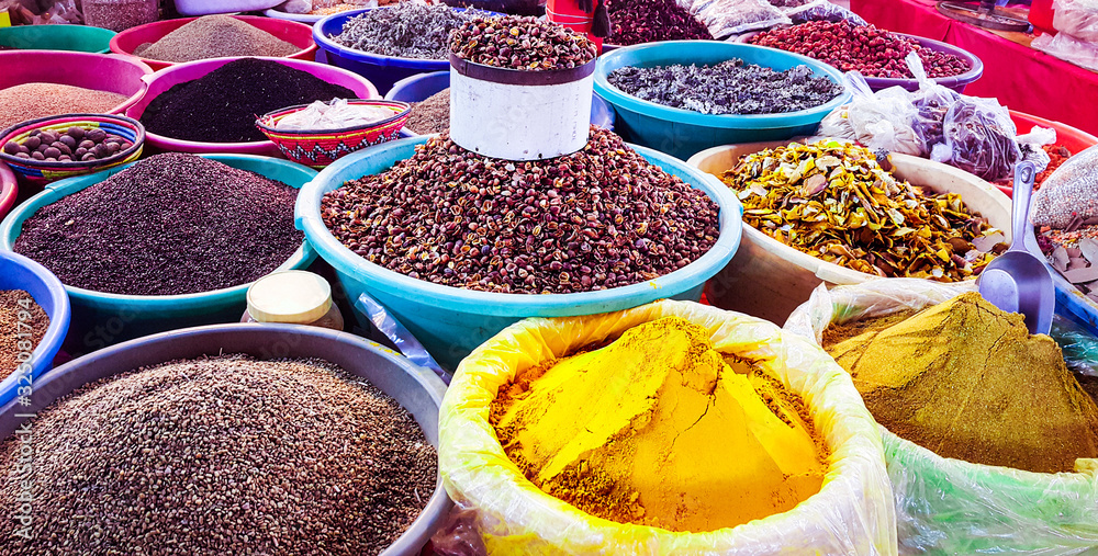spices and herbs in the market 