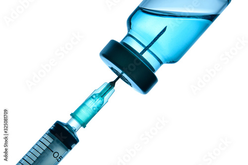 Konstfotografi Vaccine bottle, syringe injection vial dose or vitamin for vaccination baby and