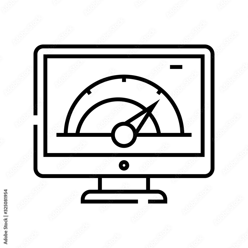 Calculating system line icon, concept sign, outline vector illustration, linear symbol.
