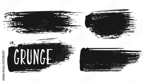 four hand painted grunge brush strokes set