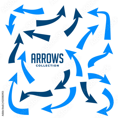 hand drawn arrows collction in blue color photo