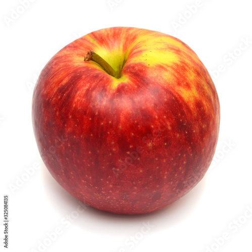 Red apple isolated on white background. Creative healthy food concept. Nature, juice. Top view, flat lay