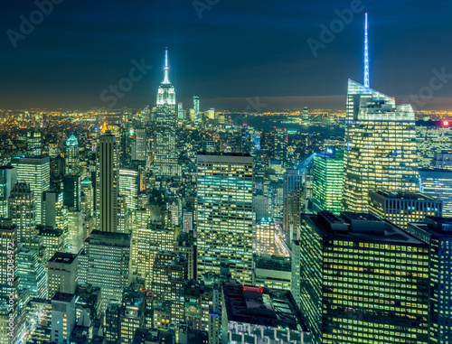 View of New York Manhattan during sunset hours