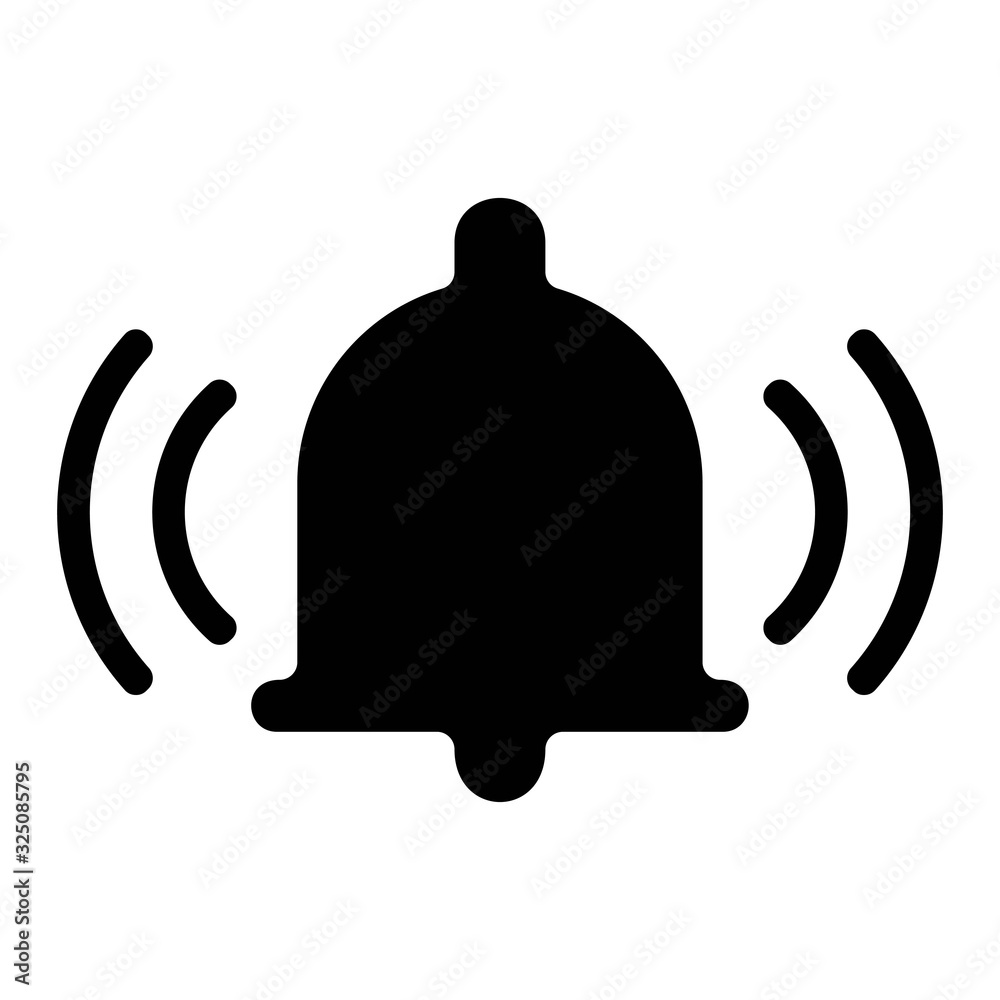 Alarm bell icon isolated on white background. Ringing bell icon. Alert, Reminder symbol. Notifications icon.
