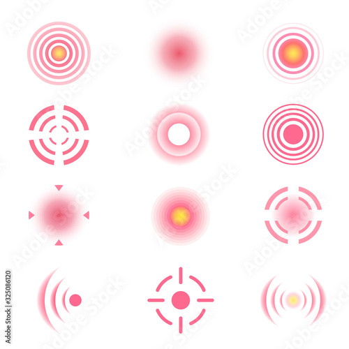 Concentric pain red circle set, target point