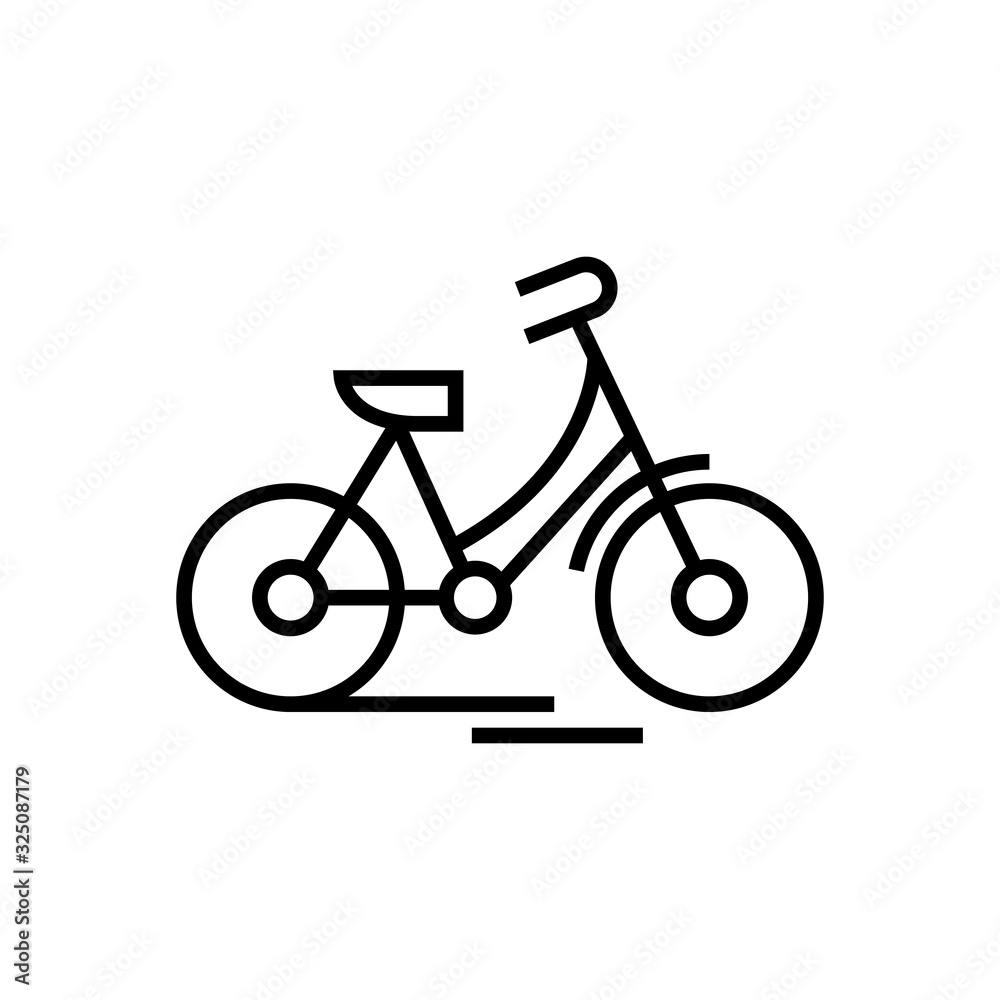 Bycicle line icon, concept sign, outline vector illustration, linear symbol. Bycicle line icon, concept sign, outline vector illustration, linear symbol.