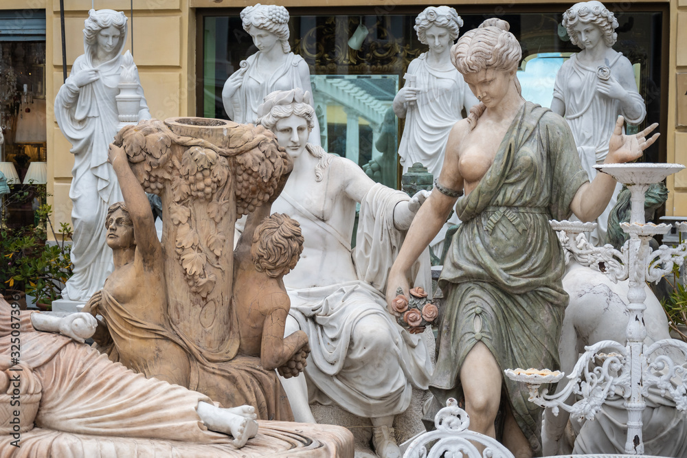 Cityscape of the Rastro (Flea Market) of Madrid, Spain