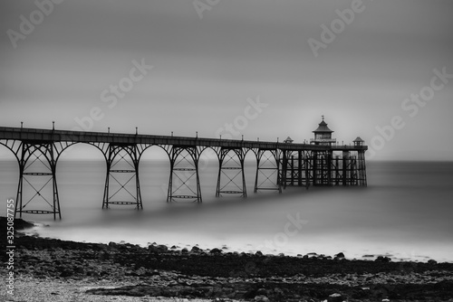 Long exposure of Clevedon Pier in monochrome edition.