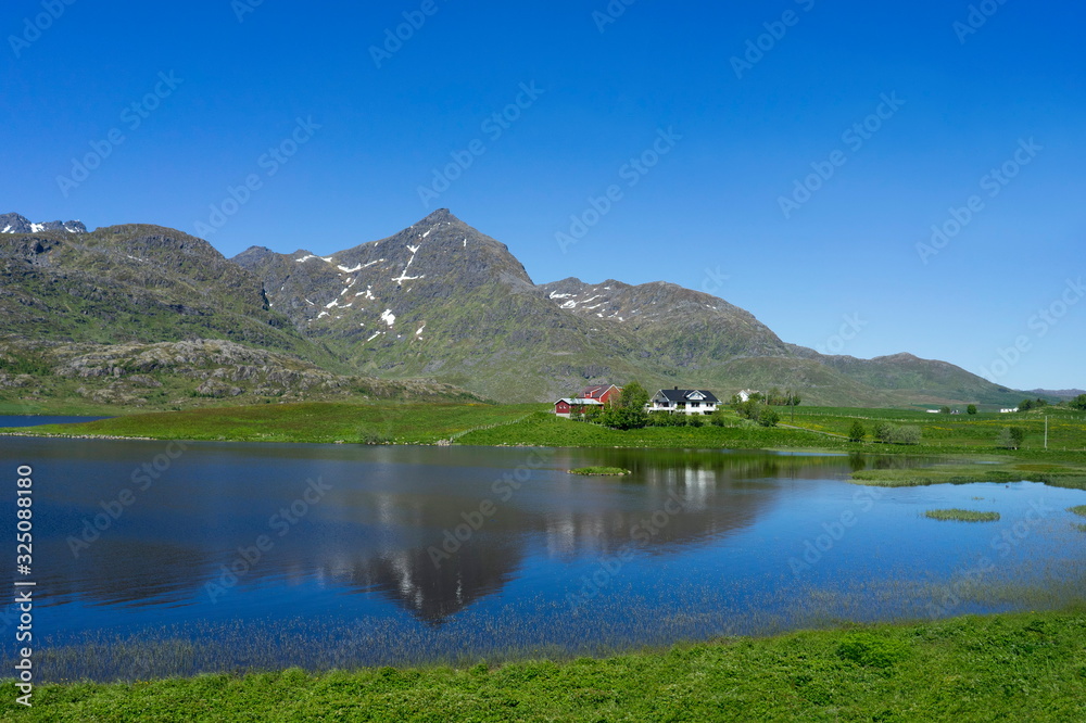 Lake near a fishing village Hovsund, Norway