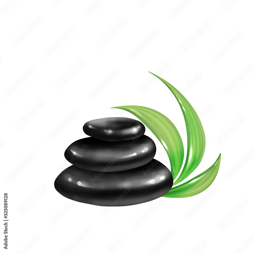 Black spa stones isolated on white background Black spa stones isolated on white background