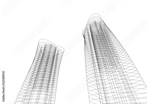 abstract architecture 3d, vector background