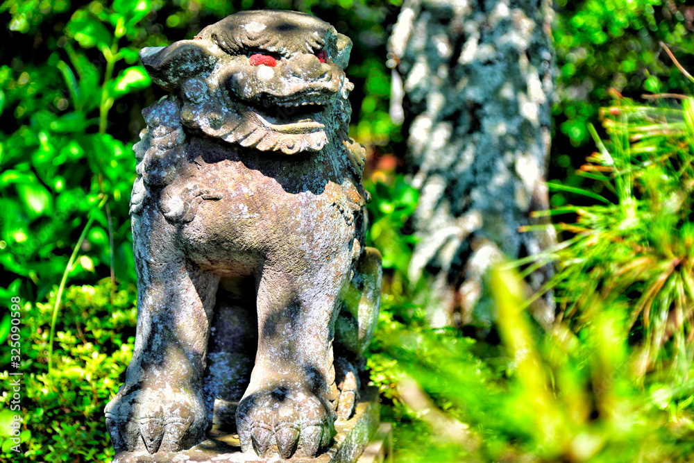 Komainu(Guardian dog) of the Kinugasa shrine in Yokosuka, Japan. Komainu(Guardian dog) of the Kinugasa shrine in Yokosuka, Japan.