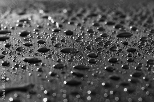 water drops on a metal surface