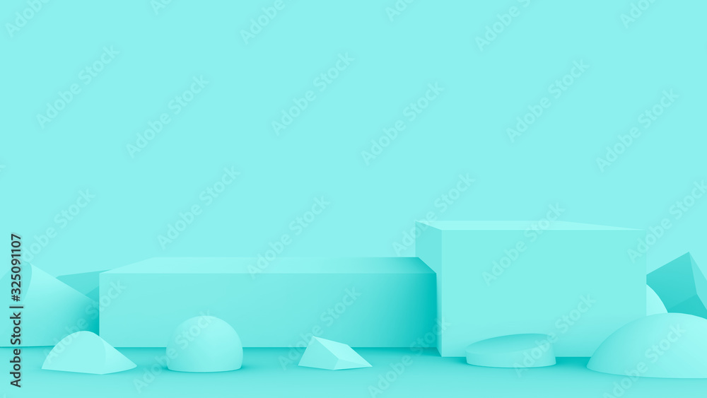 3d blue green bright scene minimal studio background. Abstract 3d geometric shape object illustration render. Display for fashion holiday and summer product. 3d blue green bright scene minimal studio background. Abstract 3d geometric shape object illustration render. Display for fashion holiday and summer product.
