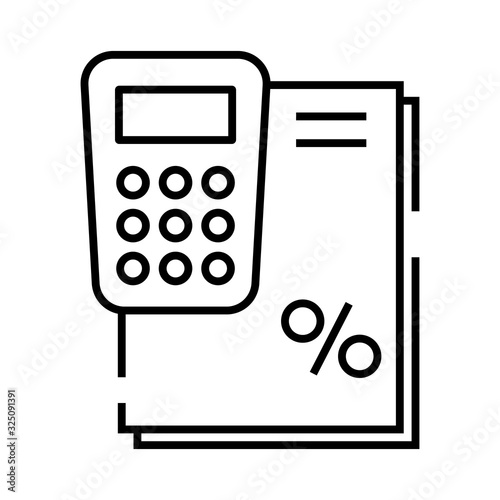 Calculation sheets line icon, concept sign, outline vector illustration, linear symbol.