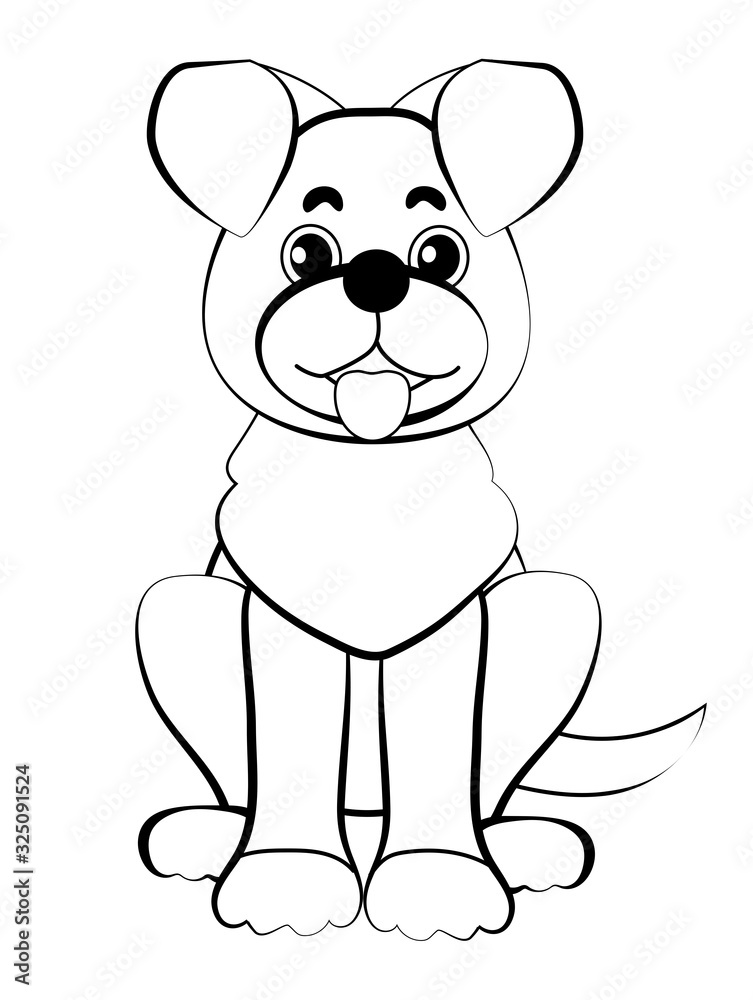 custom made wallpaper toronto digitalpuppy. black and white outline drawing by hand. coloring book for children. Doodle style.
