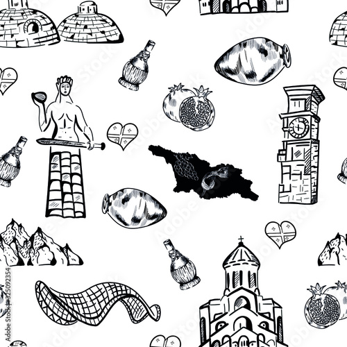 George travel, fashion, food vector seamless pattern . Concept for menu, wallpaper, wrapping paper 