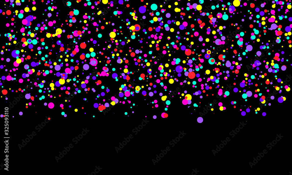 Falling color dots on dark background. Fun pattern