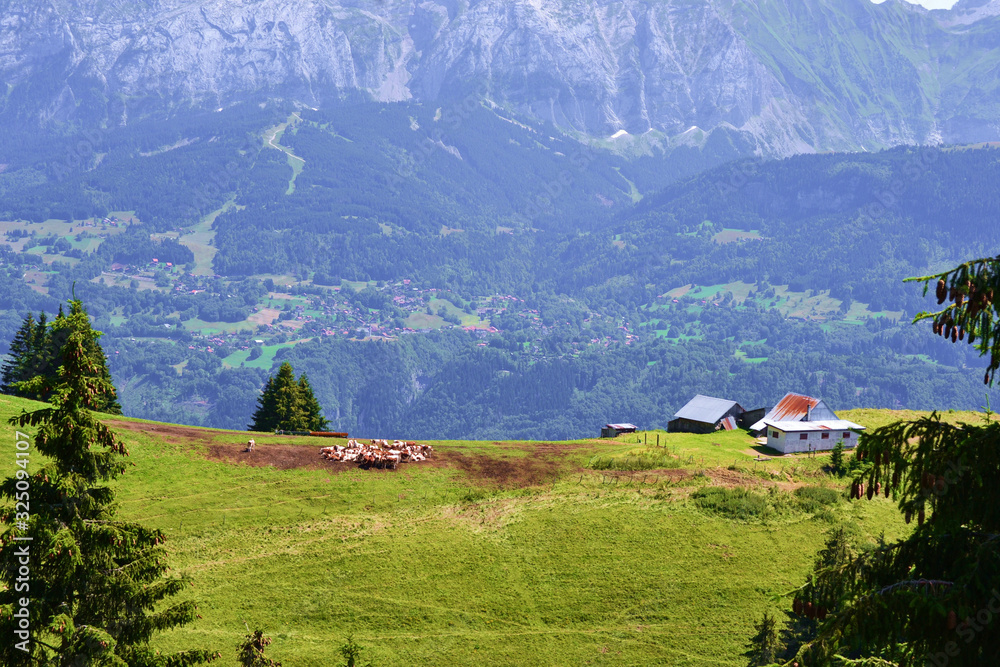 Beautiful view in the French Alps mountain countryside.