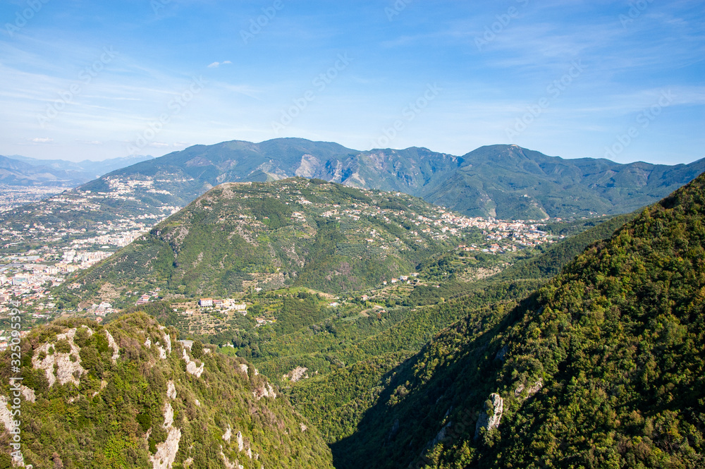 View to the mountains from Monte Faito, Castellammare di Stabia, Italy 