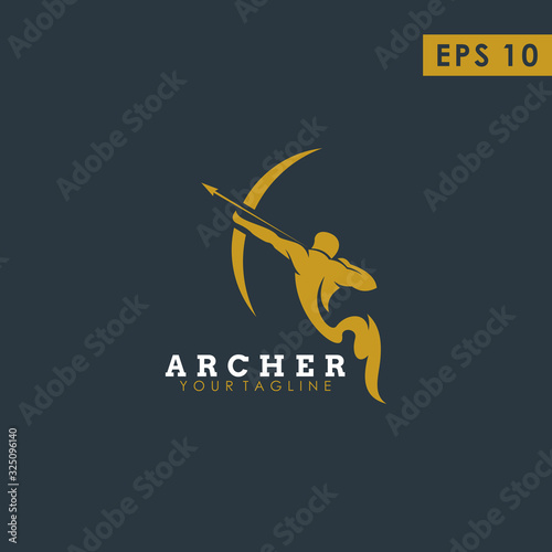 Archer Modern Logo Design Vector Template With Luxury Gold Colour