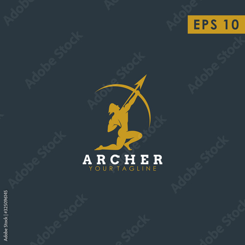 Archer Modern Logo Design Vector Template With Luxury Gold Colour