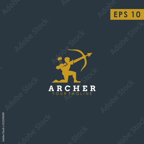 Archer Modern Logo Design Vector Template With Luxury Gold Colour