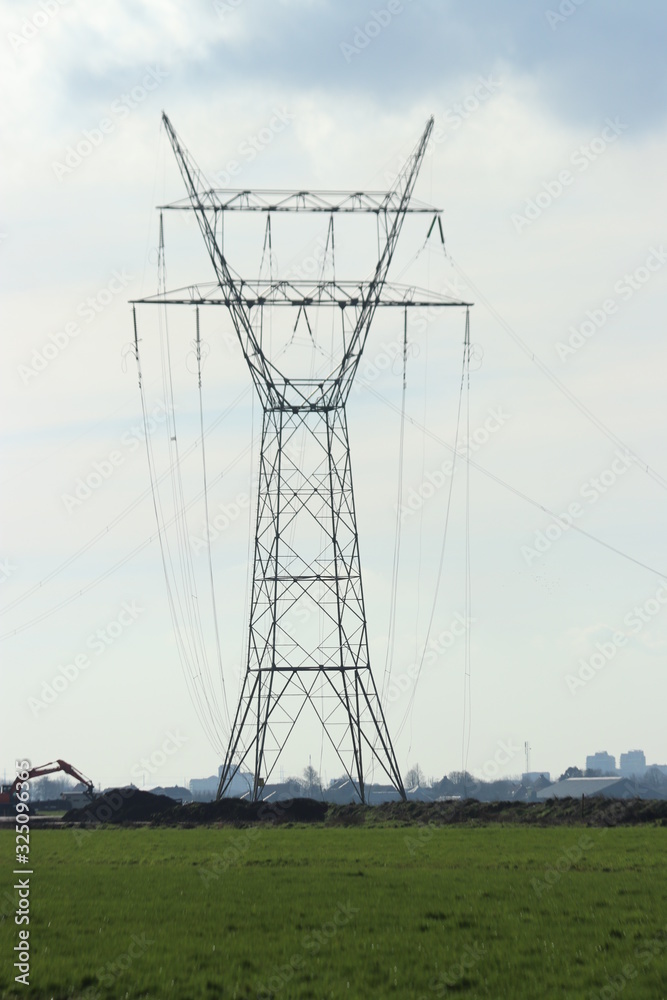 Dismantling of electricity cables on a steel power station in Moerkapelle in Netherlands Dismantling of electricity cables on a steel power station in Moerkapelle in Netherlands