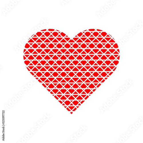 Mesh in red heart symbol vector isolated on white background.