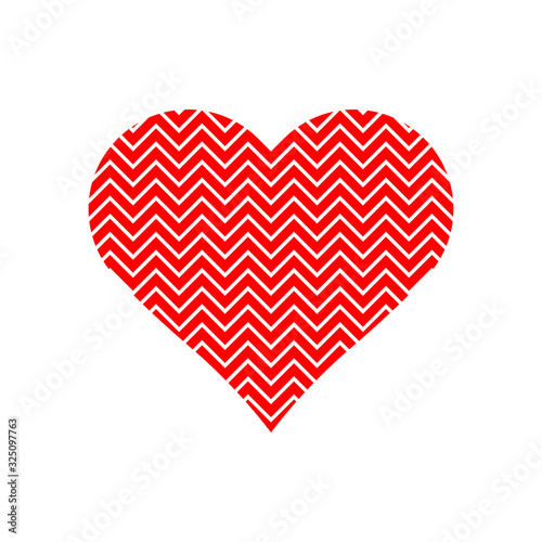 Zigzag in red heart symbol vector isolated on white background.