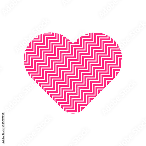 Zigzag in pink heart symbol vector isolated on white background.