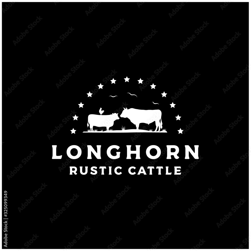 Retro Vintage Livestock Cattle Angus Beef logo design vector