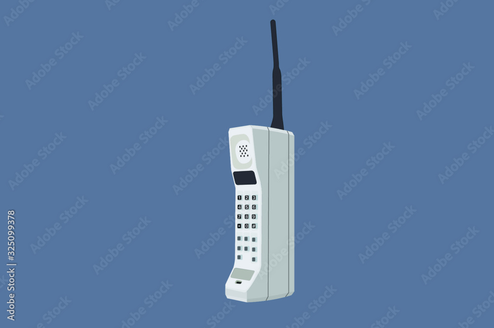 Vector Isolated Illustration of an 80s Cellphone Stock Vector | Adobe Stock