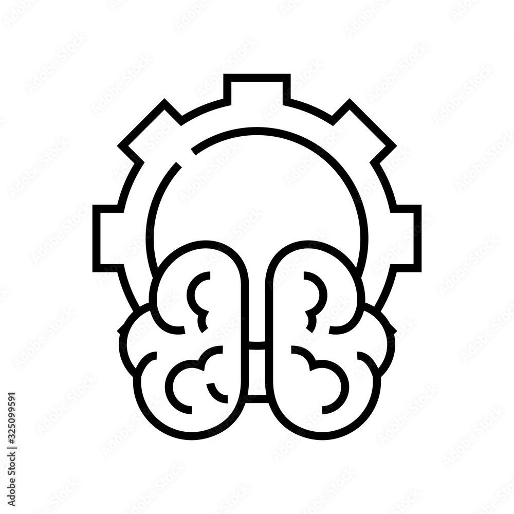 Brain setup line icon, concept sign, outline vector illustration, linear symbol. Brain setup line icon, concept sign, outline vector illustration, linear symbol.