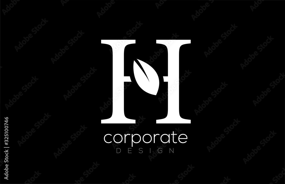 black and white H letter alphabet leaf logo icon design for company and business black and white H letter alphabet leaf logo icon design for company and business
