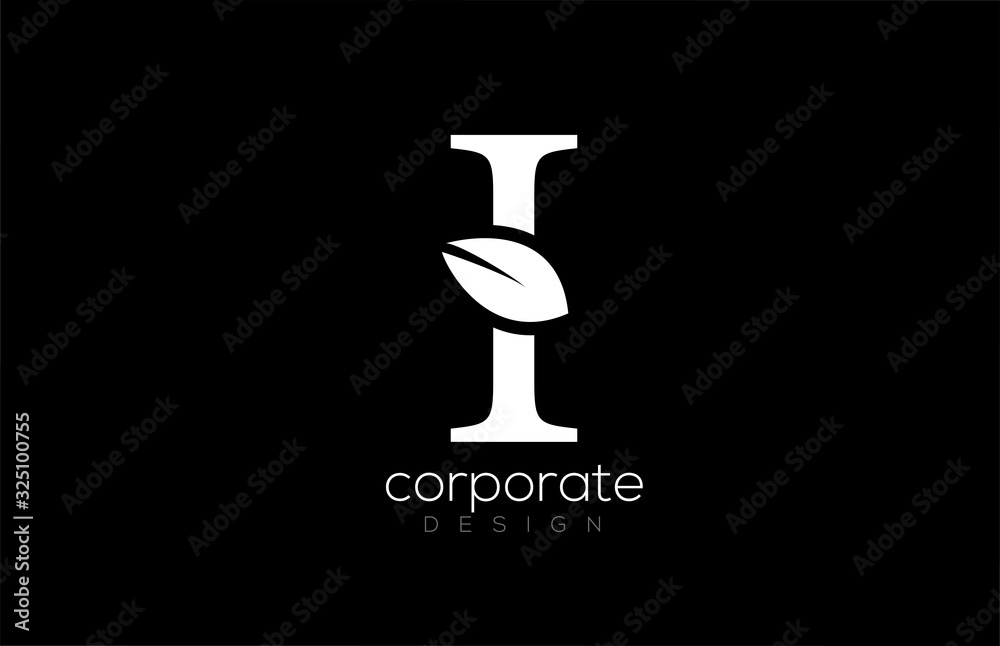 black and white I letter alphabet leaf logo icon design for company and business black and white I letter alphabet leaf logo icon design for company and business