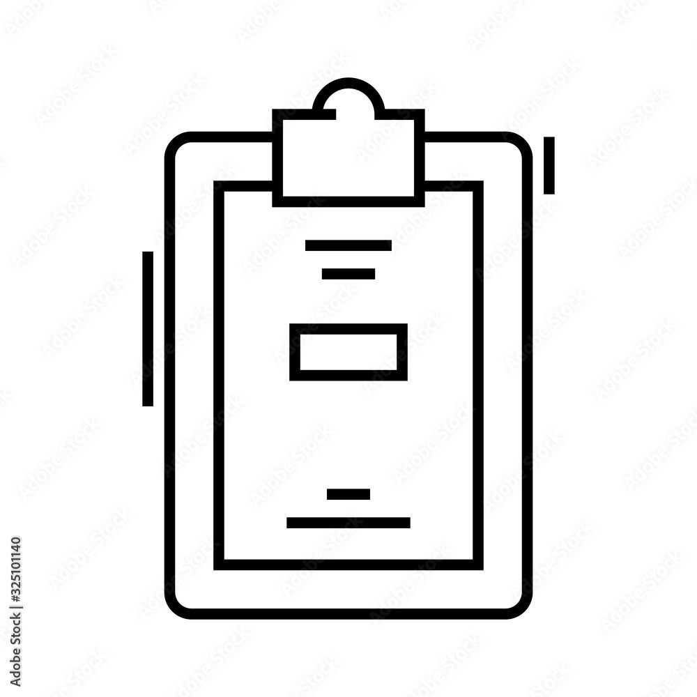 Clipboard line icon, concept sign, outline vector illustration, linear symbol. Clipboard line icon, concept sign, outline vector illustration, linear symbol.