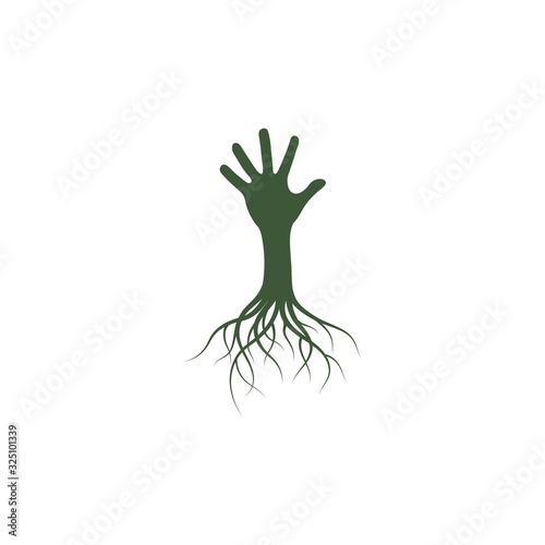 hand  root icon logo template vector