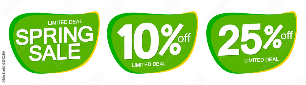 Spring Sale, 3bubble banners design template, discount tags, app icons, vector illustration