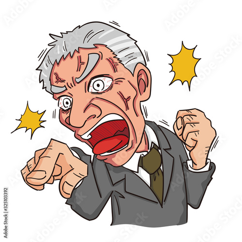 激怒　高齢男性　上司　怒る　怒鳴る