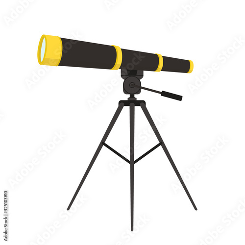 Vector telescope to observe sky, stars. Astronomy, observation